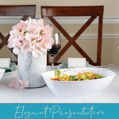 White Disposable Oval Serving Bowls, Party Snack Salad Bowl Pack of 4 - Image 4