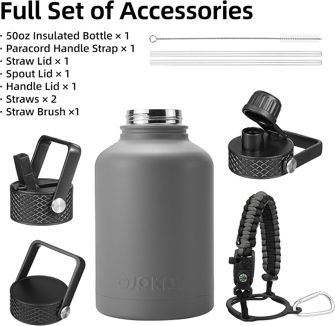 BJPKPK 50oz Large Insulated Water Bottle, Stainless Steel Water Jug | - Image 3