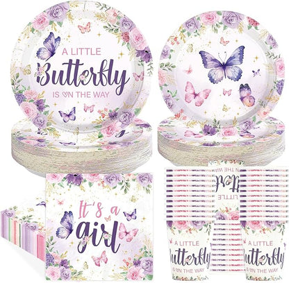 250 Pcs Butterfly Baby Shower Decorations, Serves 50 | A Little Butterfly is on by Greencian