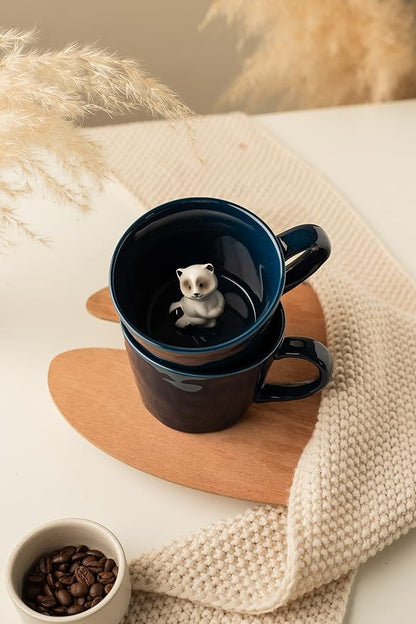 DIHOclub Racoon Ceramic Cup Hidden 3D Animal Inside Mug, Cute Cartoon Handmade - Image 5