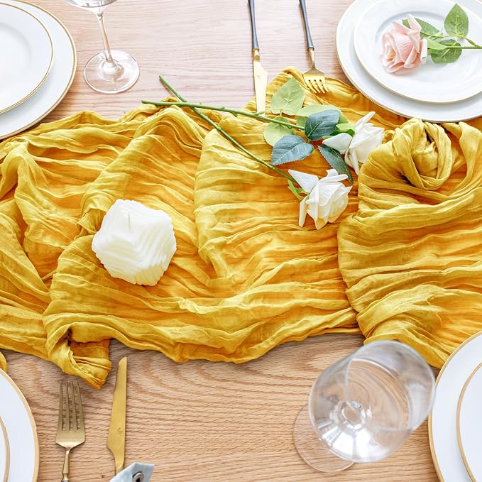Cheesecloth Table Runner Gold 10FT Boho Gauze Runner, 6 Pack | 120 Inch Cheese - Image 5
