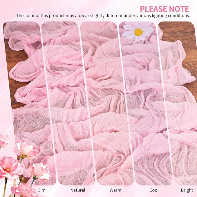 30 Pack Cheesecloth Table Runner 10FT Light Pink Table Runner Boho Gauze Cheese - Image 7