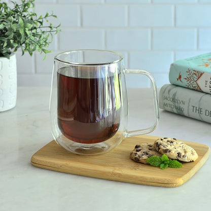 Youngever 2 Pack Glass Coffee Cups, Double Wall Thermo Insulated Coffee Cups - Image 3