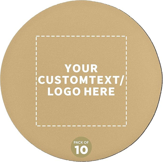 10 Round Foam Bud Coasters Pack, 4 inch - Customizable Text, Logo - PU Foam, Party Favor - Khaki