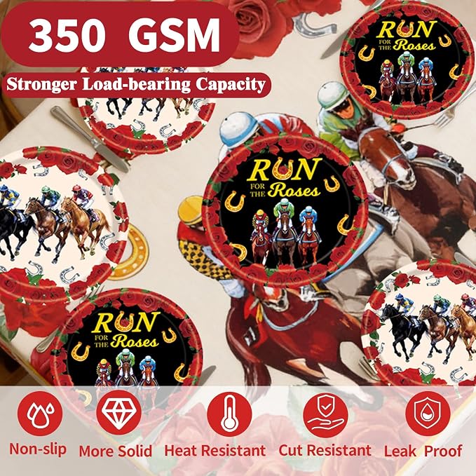 40 Pcs Derby Day Plates and Napkins Set, 9 Inch Run - Image 3
