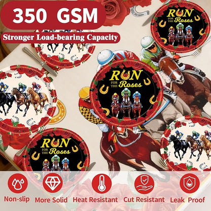 40 Pcs Derby Day Plates and Napkins Set, 9 Inch Run - Image 3