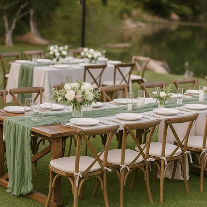 12 Pack Sage Green Cheesecloth Table Runners – 10FT Rustic Gauze Bulk Set - Image 6