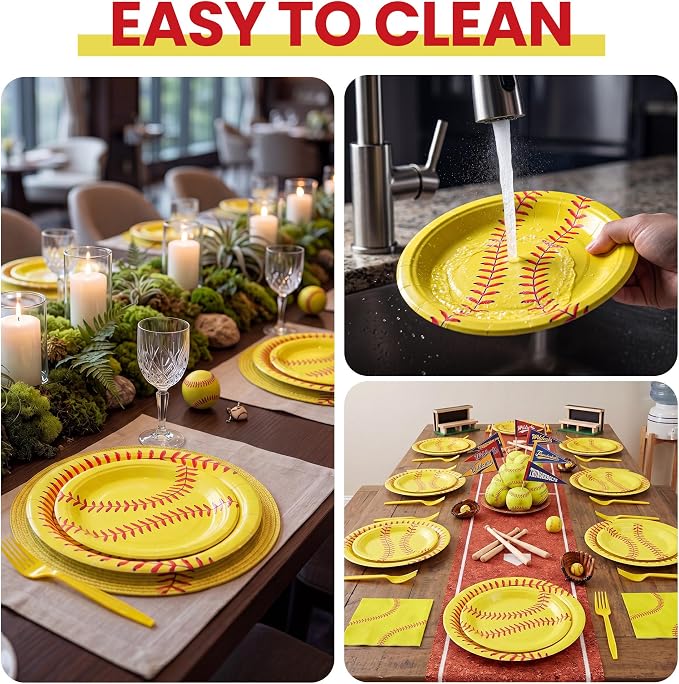100 Pcs Disposable Softball Party Tableware Set - Image 7