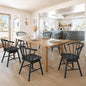 LUE BONA Black Dining Chairs Set of 8, Swivel Windsor Wood Dining Chairs with Semicircular Backrest, Spindle Dining Chair for Kitchen and Dining Room, 18 Inch