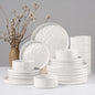 HaWare Dinnerware Sets, 24-Piece Plates and Bowls Set, Speckled White | by HaWare