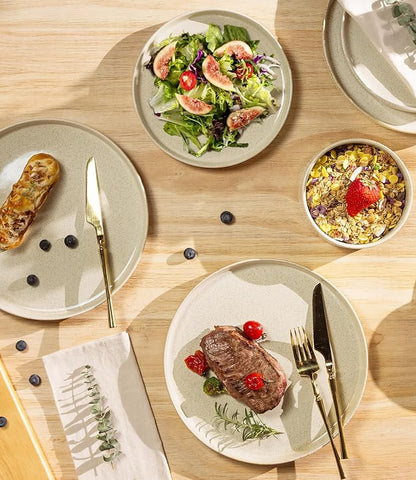 Ceramic Dinnerware Set for 6, 18-Piece Plates and Bowls Set | Lightweight - Image 3