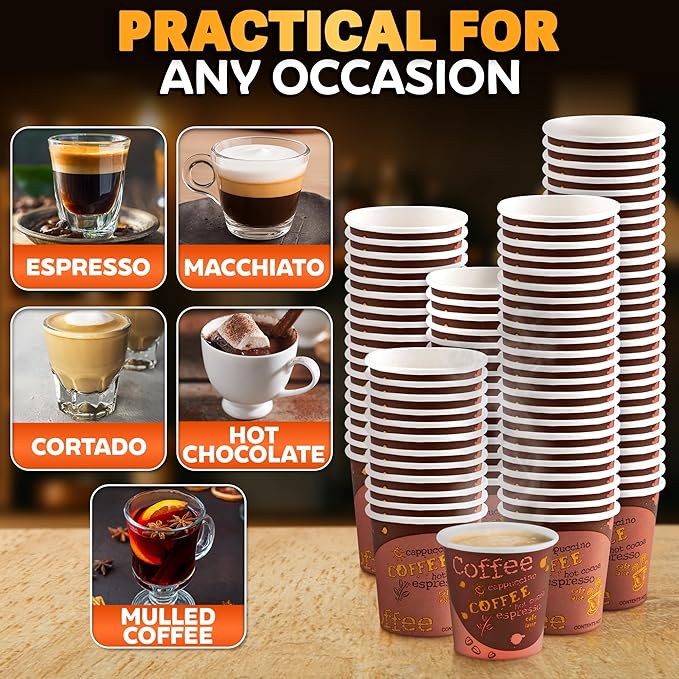 Reluen 200 Pack 3 Oz Disposable Espresso Cups, Paper - Image 4