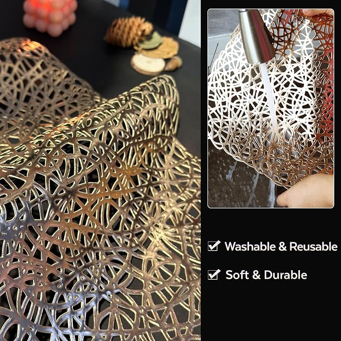 FAVE Gold Table Runners 36 Inches Short Table Runner Washable Table Mats | Heat - Image 8
