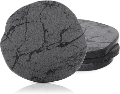 Diatomaceous Earth Coasters Set of 4，Cool Absorbent Quick-Dry Drink Coasters for Desks, Cute Modern Stone Design with Stylish White Aesthetic (4, Marble Grey)