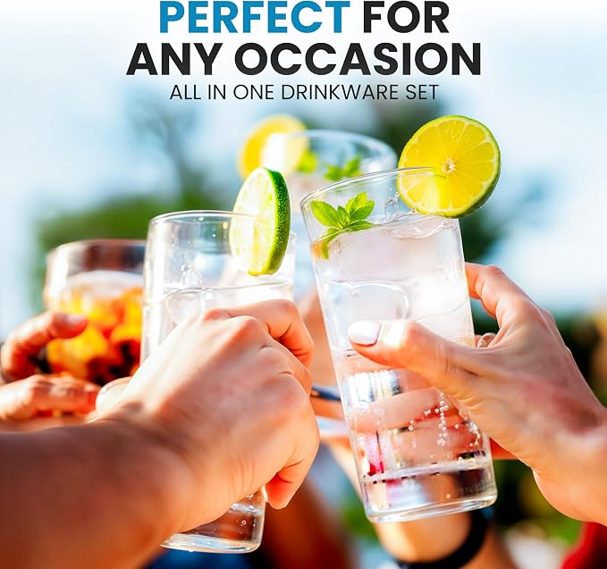 Zulay Kitchen Plastic Drinking Glasses – 24oz Acrylic Shatterproof Water Cups - Image 7