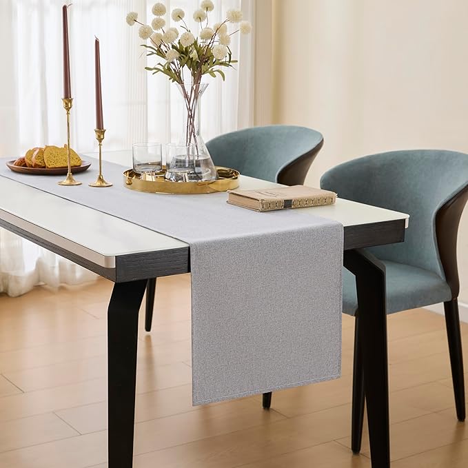 YATOJUZI Light Grey Table Runner Seasonal Summer Kitchen Dining Coffee Table - Image 5