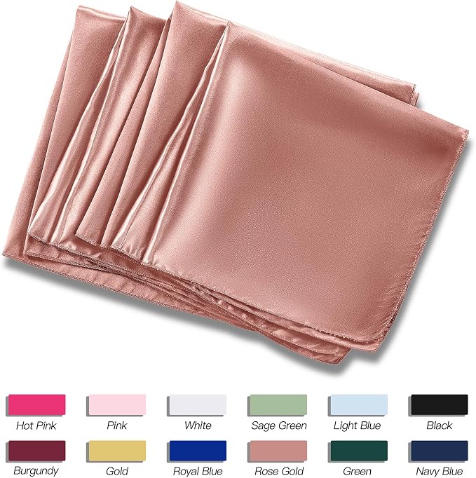 P Pothuiny 50 Pcs Rose Gold Satin Napkins 17 x 17 Inch, Satin Cloth Napkins | - Image 6