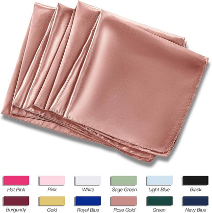 P Pothuiny 50 Pcs Rose Gold Satin Napkins 17 x 17 Inch, Satin Cloth Napkins | - Image 6