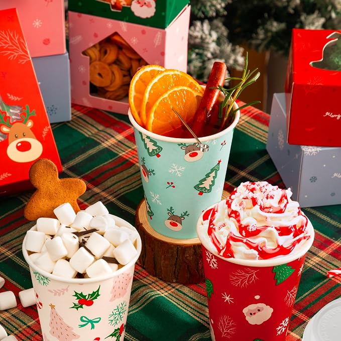 Fit Meal Prep 50 Pack 12 oz Christmas Disposable Paper Coffee Cups - Image 4