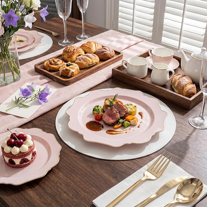 175Pcs Pink Plastic Plates - Image 7