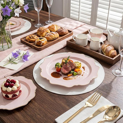175Pcs Pink Plastic Plates - Image 7