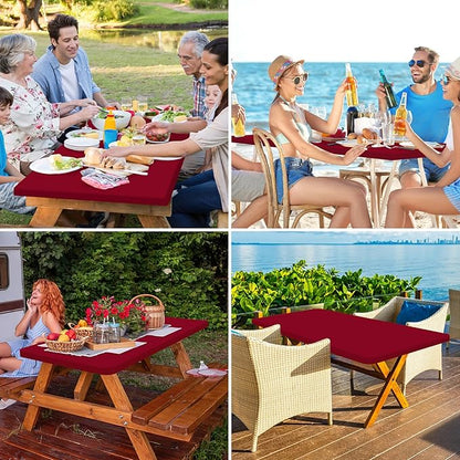 homing 2 Pack Rectangle Table Cloth, Elastic Fitted Fabric Tablecloth Fits for 4 Foot Folding Tables, Washable Table Cover for Picnic, Camping, Indoor & Valentine's Day (Wine Red, 30" x 48")