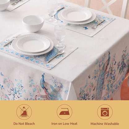 Maison d' Hermine Premium Table Cloth Rectangle Table 100% Combed Cotton 108 x 70 Inches Tablecloth Reusable Decorative for Dining Room, Farmhouse, Party, Festive & Wedding - Peacock Utopia - Orginal