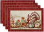 Giwawa 4PCs Thanksgiving Placemats 12x18 Inch Fall Harvest Turkey Autumn Pumpkin Sunflowers Corn Place Mat Non Slip Heat Resistant Table Mats for Kitchen Dining Tabletop Holiday Farmhouse Decor
