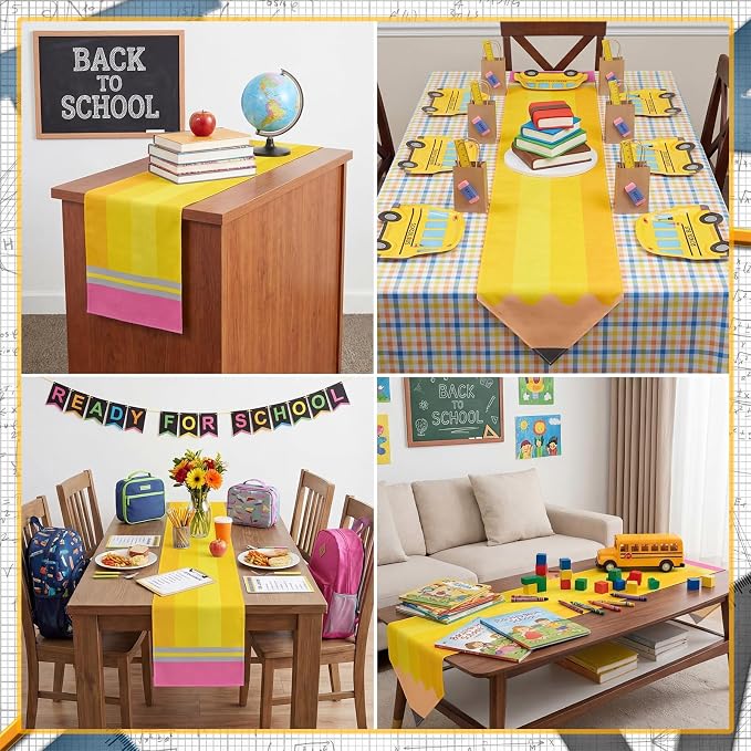 4 Pcs Pencil Table Runner 71 x 13 Inch Preschool Back to School Classroom - Image 7