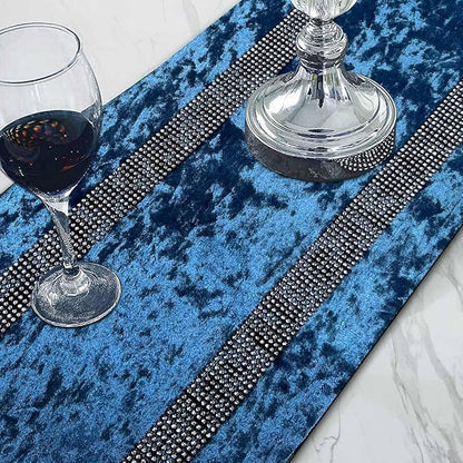 Fancy Blue Table Runner, Ombre Velvet, Double-Layer, Modern Style - Image 2
