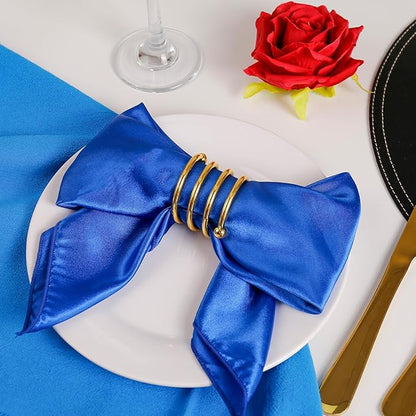 Napkin Rings Set of 12, Gold Napkin Rings Napkin Holders for Cloth Napkins Thankgiving Wedding Christmas Party Dinner Table Decoration(12 Pcs Gold Spring)