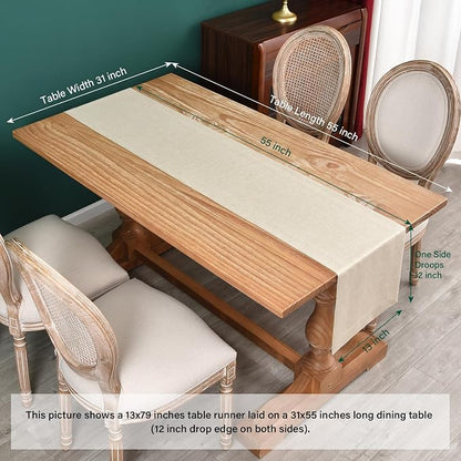 NEWISHER Farmhouse Rustic Table Runner Solid Beige Rectangular Table Runners - Image 5