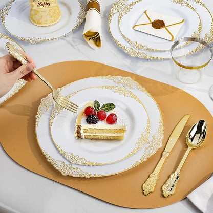 Bestluck 350PCS Gold Disposable Dinnerware - Image 6