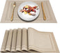 DACHUI Placemats Set of 4, Linen Look Woven Place Mats, Water Resistant, Heat Resistant, Washable, Durable Table Mats (Beige)