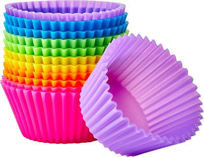 Amazon Basics Reusable Non-Stick Silicone Baking Cups, BPA Free, Muffin Liners by AmazonBasics