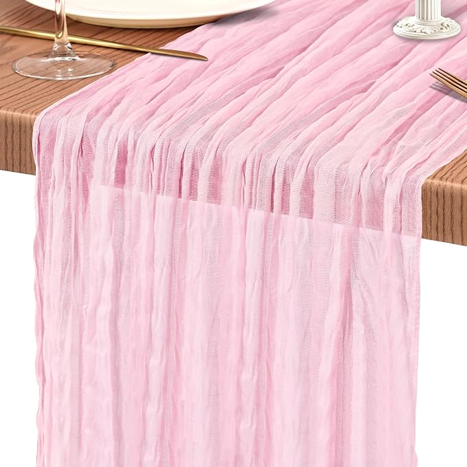 30 Pack Cheesecloth Table Runner 10FT Light Pink Table Runner Boho Gauze Cheese - Image 9