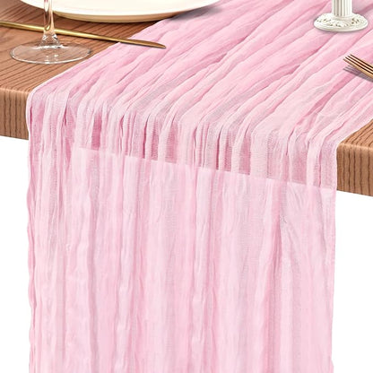 18 Pack Cheesecloth Table Runner 10FT Light Pink Table Runner Boho Gauze Cheese - Image 9