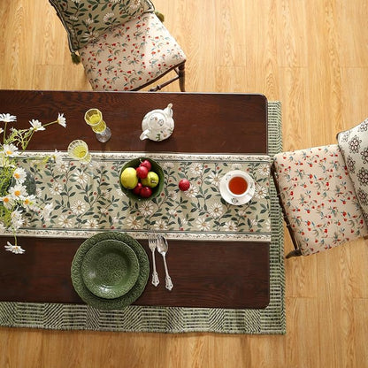 Designer Vintage Linen Long Table Runner, Floral Pattern, Dining Table - Image 6