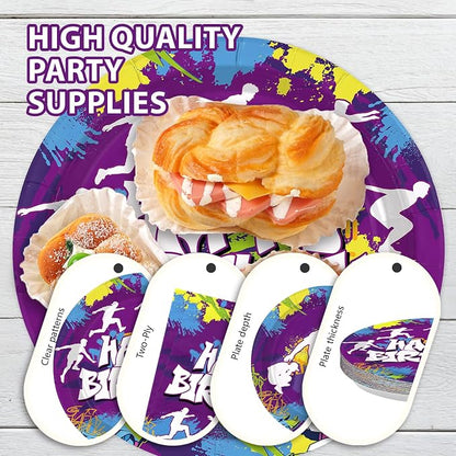 96 Pcs Purple Parkour Birthday Party Decorations, Serves 24 | Parkour Theme - Image 6