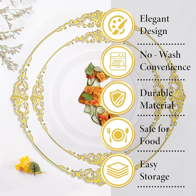 Nervure 100Pcs 10.25'' Clear Plastic Plates, Party Plates - Image 7