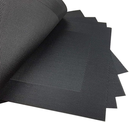 Gugrida Vinyl Black Placemats Heat Resistant Dining Table Mats Non-Slip Washable Place Mats Set of 6 （Black）