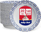 JOLLY CHEF 160 Count Paper Bowls 20 oz Soak Proof, Heavy Duty Printed Disposable Bowls Bulk for Dinner or Lunch