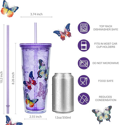 bzyoo 24oz Plastic Tumbler Cup, Lid & Straw, Iced Coffee, dishwasher safe - Image 7