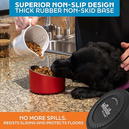 Master Pet Supply Stainless Steel Slanted Dog Cat Food Bowl - 16 oz Heavy Duty - Black Velvet, Double Wall Insulated, Non-Slip Elevated Bowl for French Bulldogs Pugs Cats, Anti Rust Dishwasher Safe