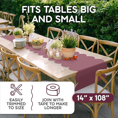 Burgundy Scallop Table Runner, Disposable Plastic, 5 Pack - Image 5