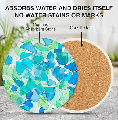 2 Pack Ceramic Coasters for Drinks – Absorbent Stone Coaster - Image 2