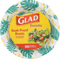 Glad Round Disposable Paper Bowls, Palm Leaves Pattern, 16 Oz, soak-proof and by GladTrashFoodStorage