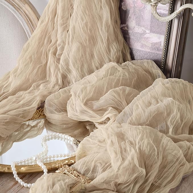 3 Pack Tan Beige Cheesecloth Table Runners, 120 Inch 10Ft Gauze Table Runner - Image 7