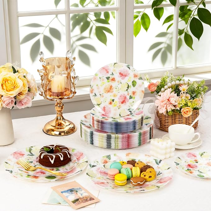 60 PCS Floral Plastic Plates - Image 6