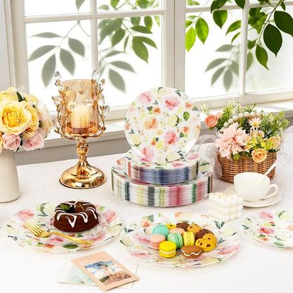 60 PCS Floral Plastic Plates - Image 6